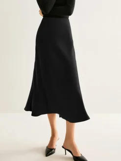 Flowy Satin Midi Skirt