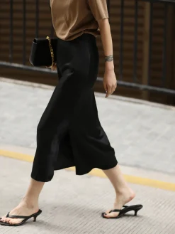 Flowy Satin Midi Skirt