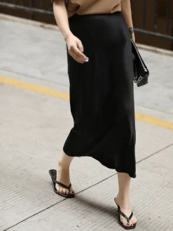 Flowy Satin Midi Skirt