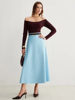 Flowy Zipper PU Leather Skirt Without Belt