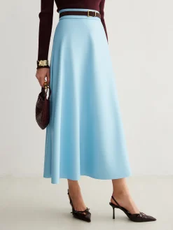 Flowy Zipper PU Leather Skirt Without Belt