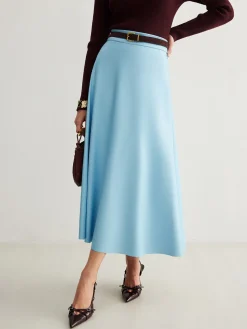 Flowy Zipper PU Leather Skirt Without Belt