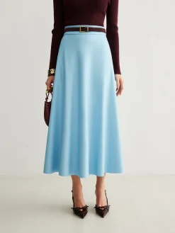 Flowy Zipper PU Leather Skirt Without Belt