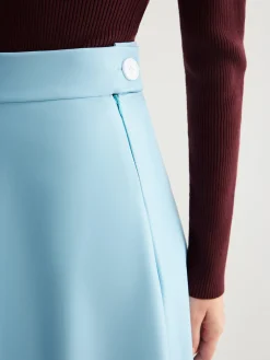 Flowy Zipper PU Leather Skirt Without Belt