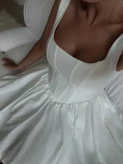 French Elegant Solid Short Dress