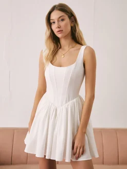 French Elegant Solid Short Dress