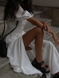 Frenchy  Button Split Long Dress