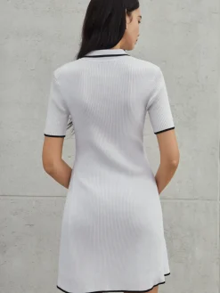 Frenchy Contrast Trim Short Sweater Dress