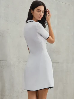 Frenchy Contrast Trim Short Sweater Dress