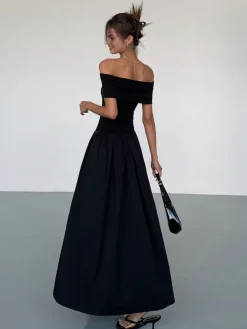 Frenchy Solid Off-Shoulder Long Dress