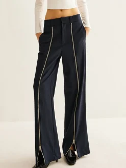 Front Zipper Straight Pants
