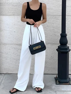 Full Length Pleated Wide Leg Dress Pants
