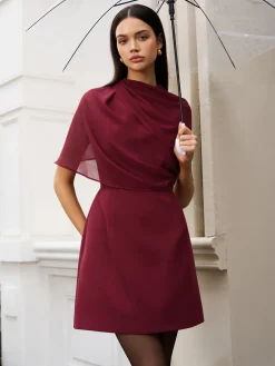 Funnel Neck Backless Zipper Dress