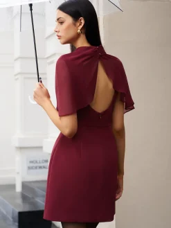 Funnel Neck Backless Zipper Dress