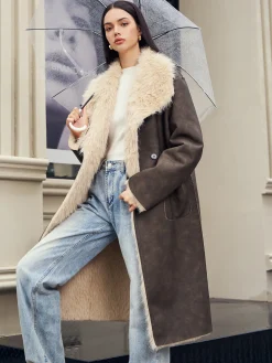 Fuzzy Lined Faux Leather Winter Coat