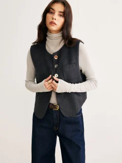 Geometric Button Short Vest