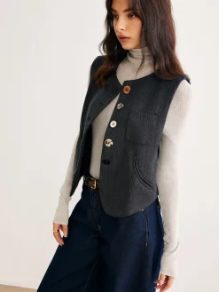 Geometric Button Short Vest
