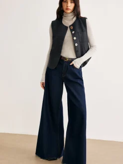 Geometric Button Short Vest