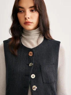 Geometric Button Short Vest