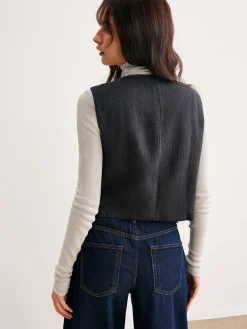 Geometric Button Short Vest