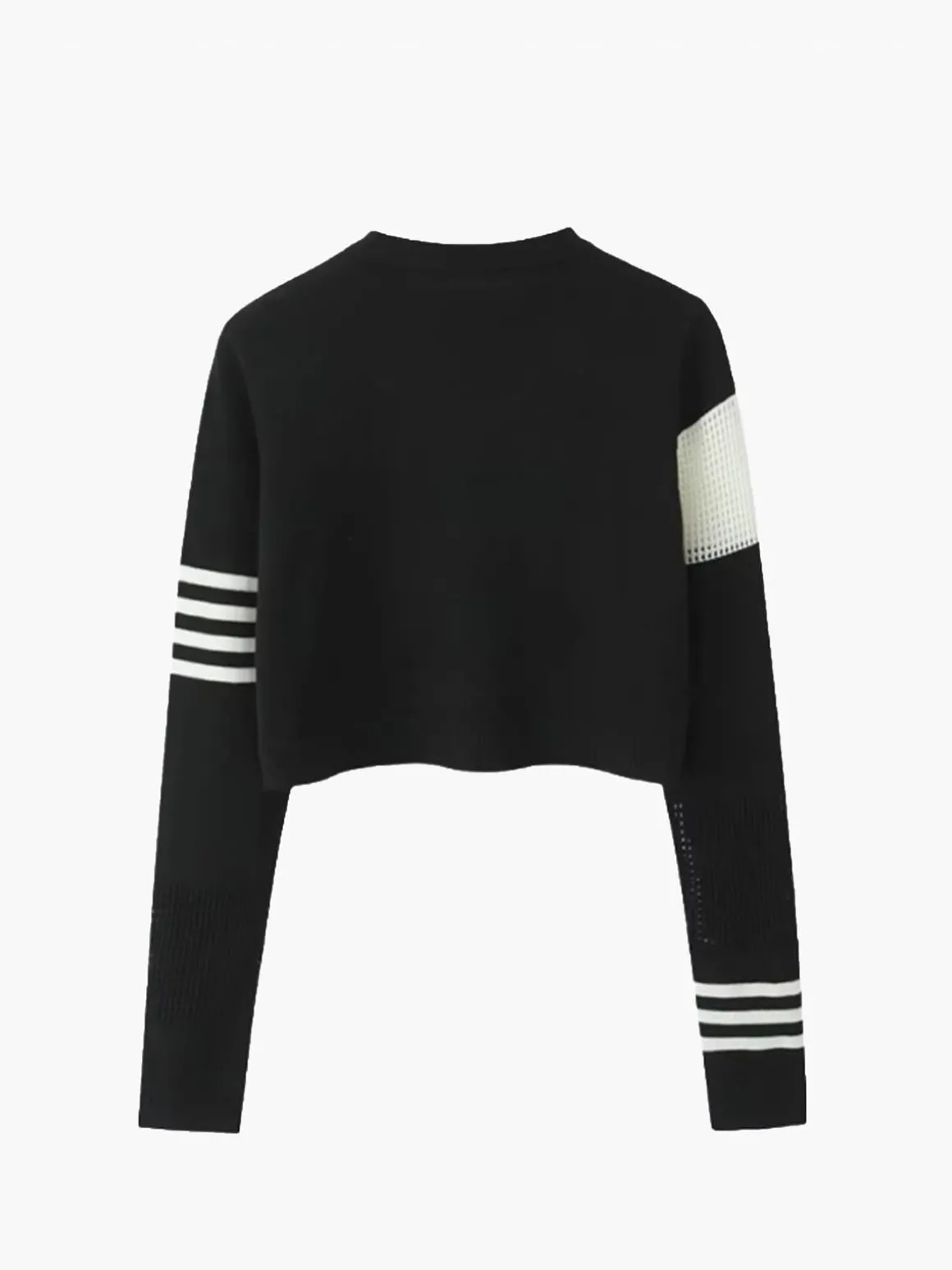 Geometric Color Block Breasted Knit Top