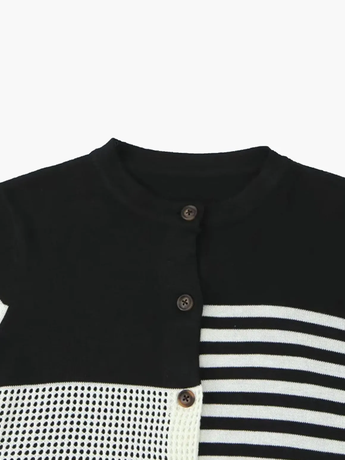 Geometric Color Block Breasted Knit Top