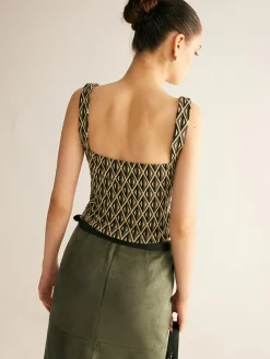 Geometric Pattern Crop Tank Top