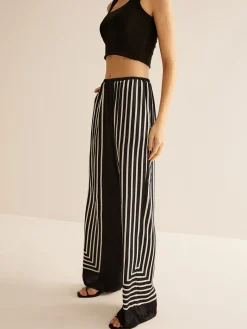 Geometric Pinstripe Satin Pants
