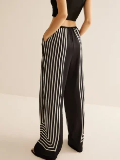 Geometric Pinstripe Satin Pants
