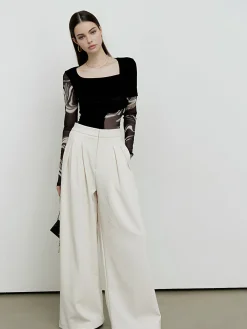 Geometric Printed Mesh Jersey Top