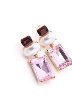 Geometric Rhinestone Drop Earrings