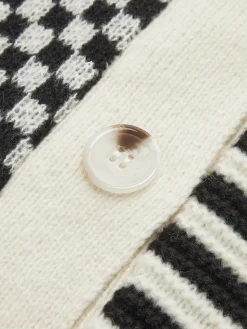 Geometric-Pattern Crop Knit Outerwear