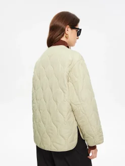 Geometric-Pattern Plain Winter Coat