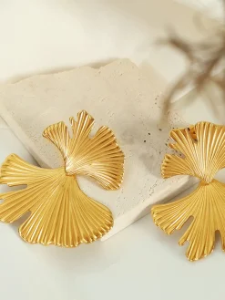 Ginkgo Leaf Ripple Earrings
