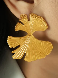 Ginkgo Leaf Ripple Earrings
