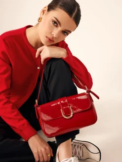 Glossy Buckle Flap Should Bag