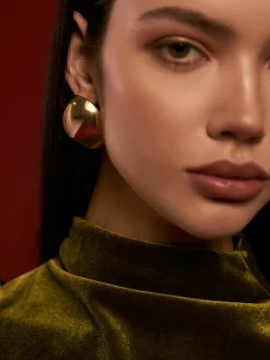 Glossy Half-Ball Stud Earrings