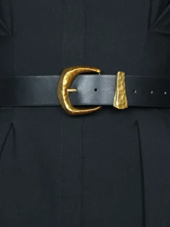 Gold Buckle Faux Leather Belt