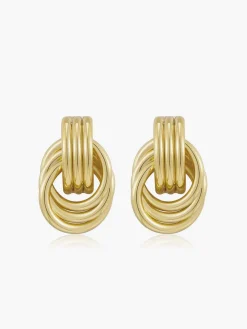 Gold Tone Multi Ring Drop Earrings