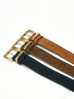 Golden Buckle Suede Belt