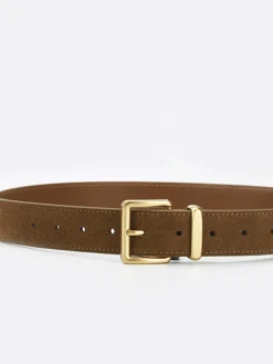 Golden Buckle Suede Belt