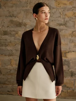 Golden Button Plain Cardigan