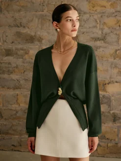 Golden Button Plain Cardigan