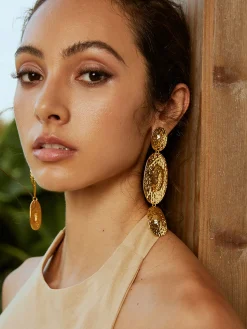 Golden Cascade Textured Earrings