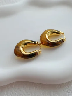 Golden Embrace Amber Hoop Earrings