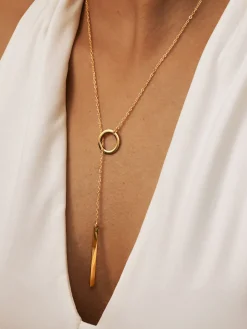 Golden Lariat Bar Y Necklace