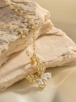 Golden Radiance Butterfly Necklace