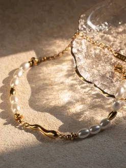 Golden Ripple Pearl Bracelet