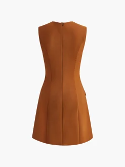 Golden Rose Button Pocket Split Dress