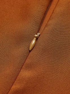 Golden Rose Button Pocket Split Dress